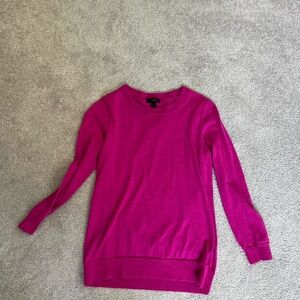 J. Crew Fuchsia Crew Neck Sweater Merino Wool Pullover Size L